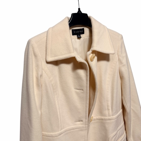 Braetan Cream Wool Blend Coat  – Classic Warm Winter Dress Coat L - Picture 4 of 10
